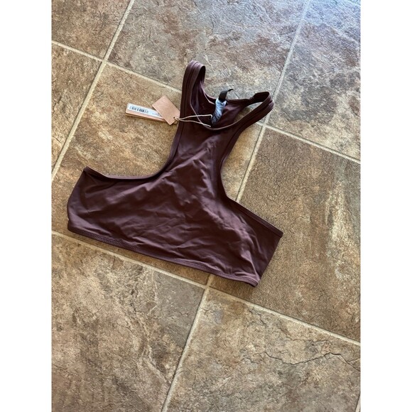 SKIMS Swim High Neck Racerback Top Cocoa Medium - Picture 5 of 7